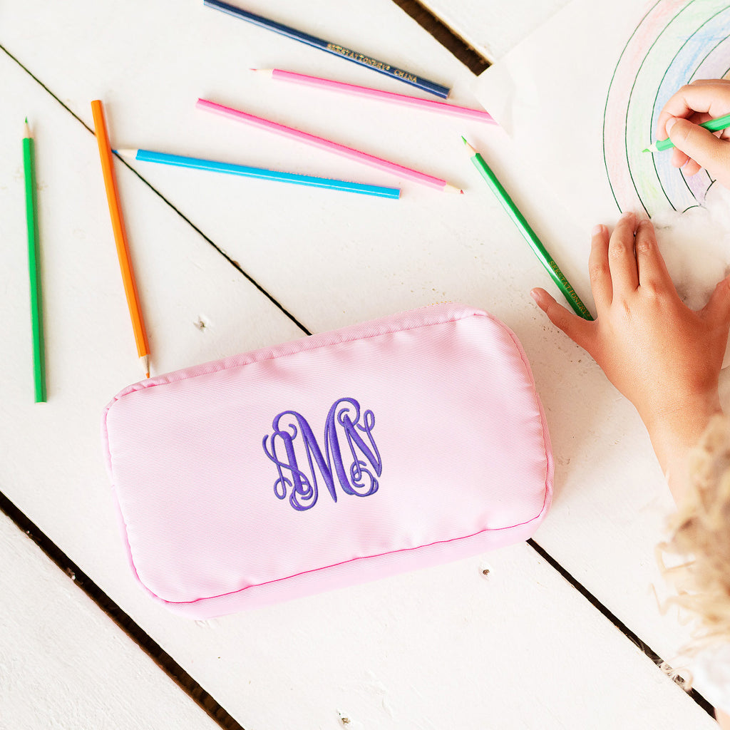 Monogrammed Pink Accessory Bag