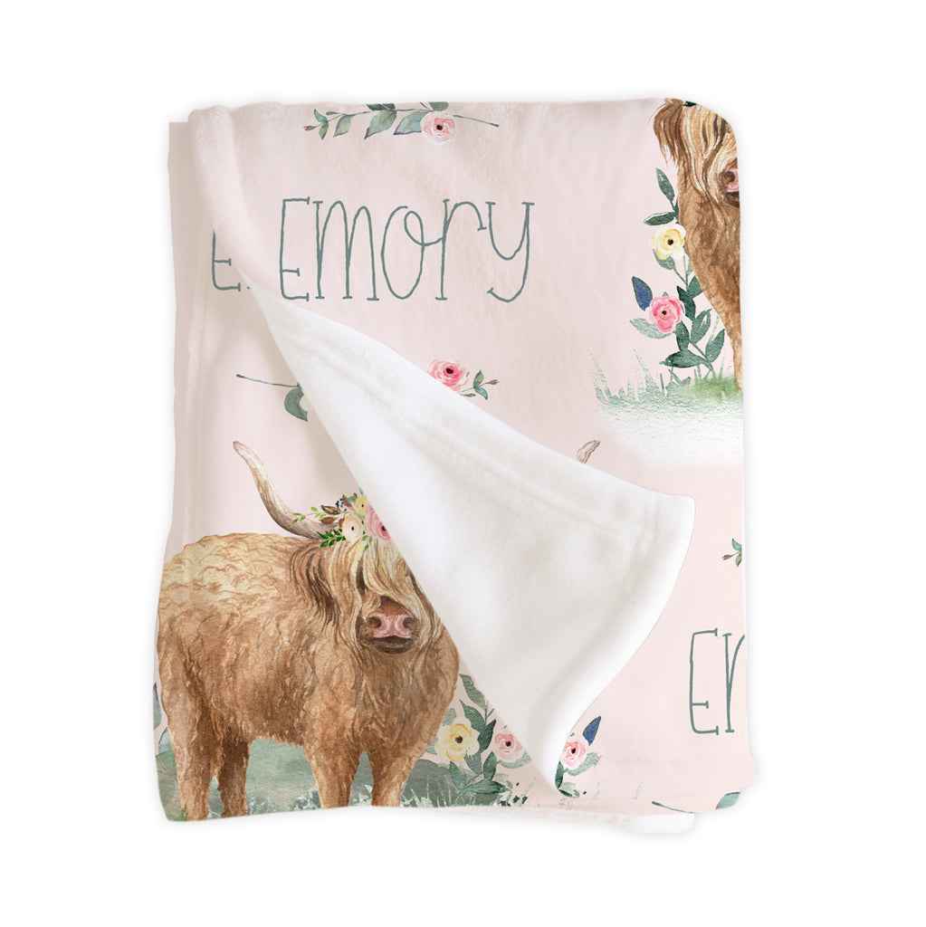 Personalized Highland Cow Girl Blanket