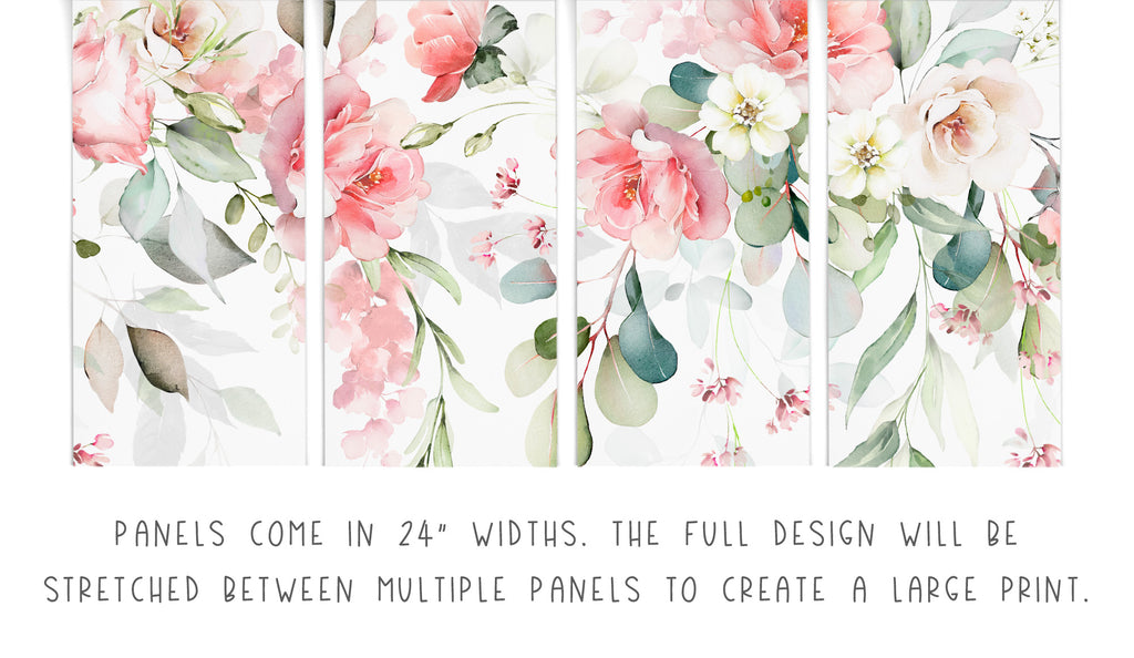 Pink Floral Drop Wallpaper/Peel and Stick Removable/Neutral Nursery Decor/Boho/Watercolor/Eucalyptus Collection