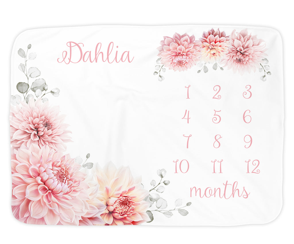 Pink Dahlia Milestone Blanket