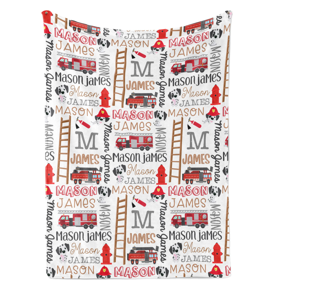 Firetruck Name Collage Blanket
