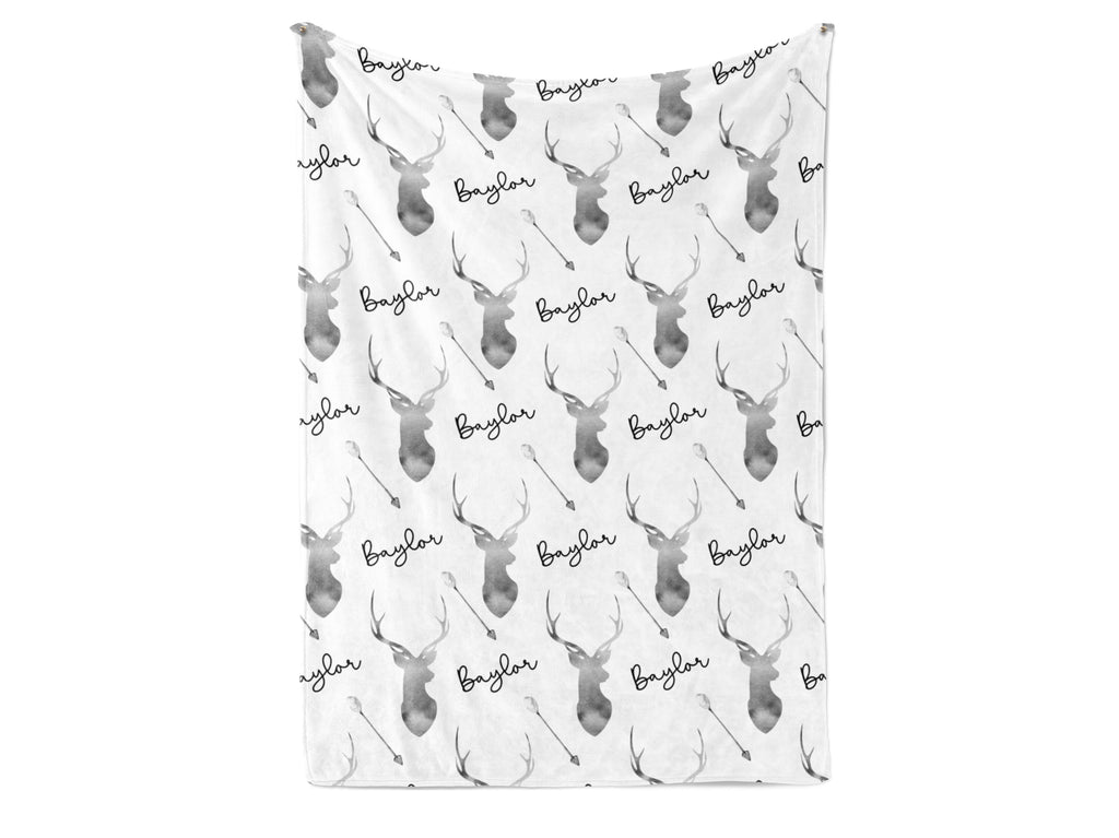 Personalized Baby Boy Woodland Deer Name Blanket