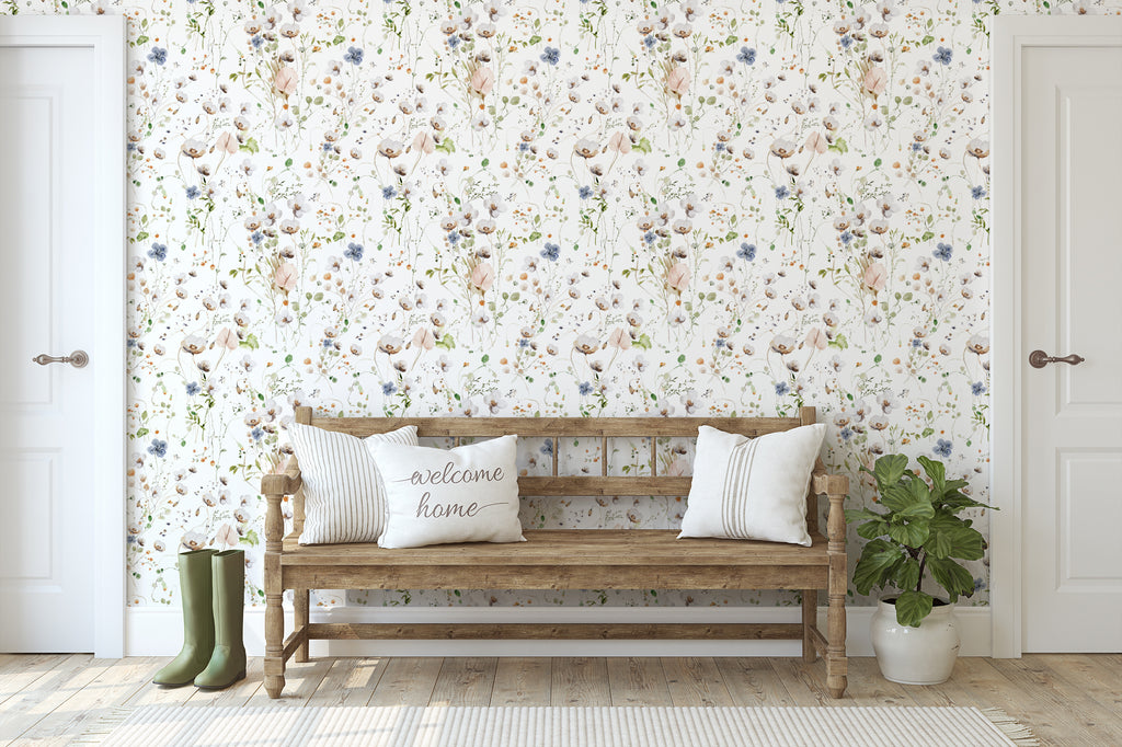 Wildflower Wallpaper/Peel and Stick Removable/Baby Nursery Decor/Living Entry Way Dining Bedroom/Eliana