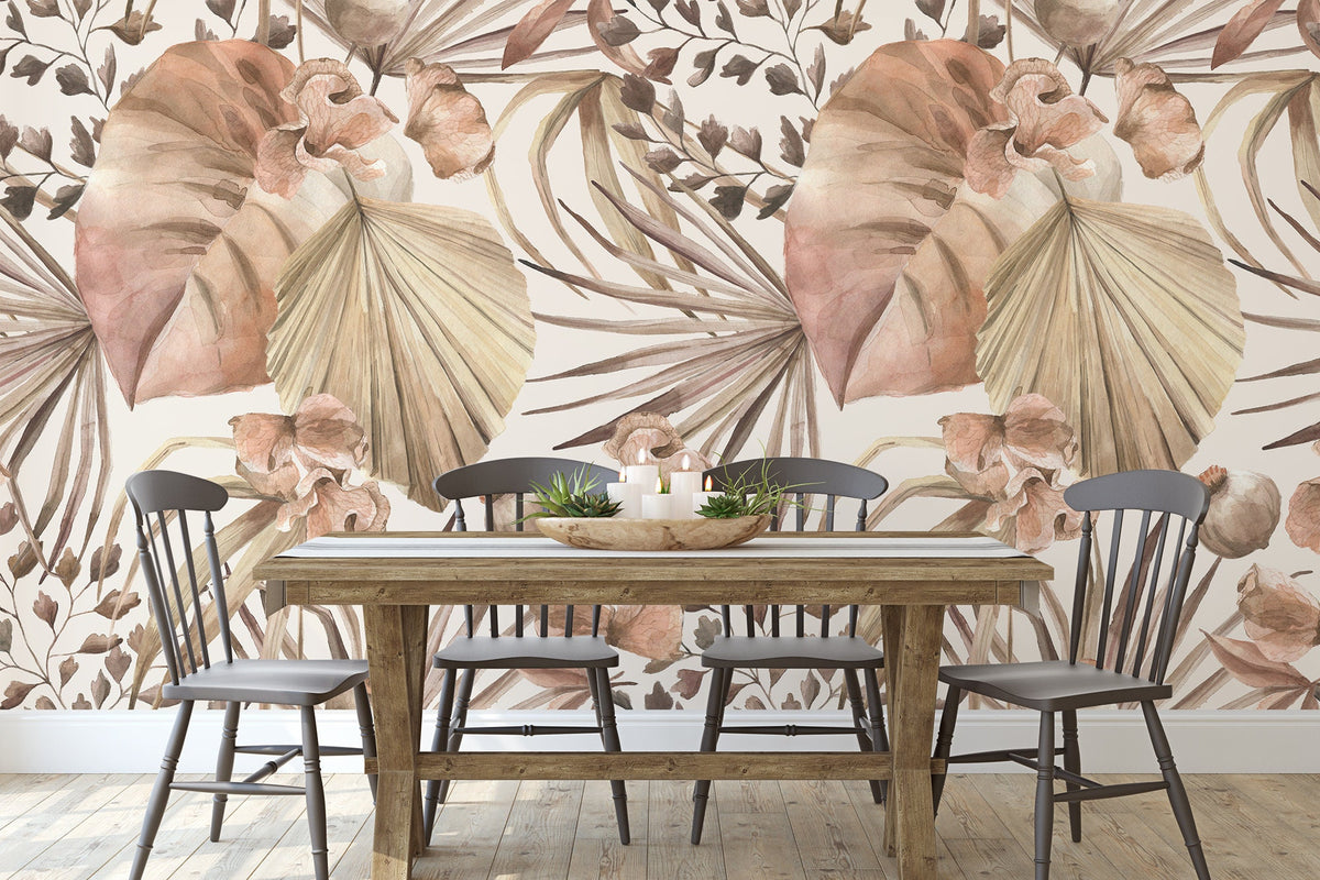 Vintage Rose Gold Leaf Wallpaper/Peel and Stick Removable/Baby Girl Nu