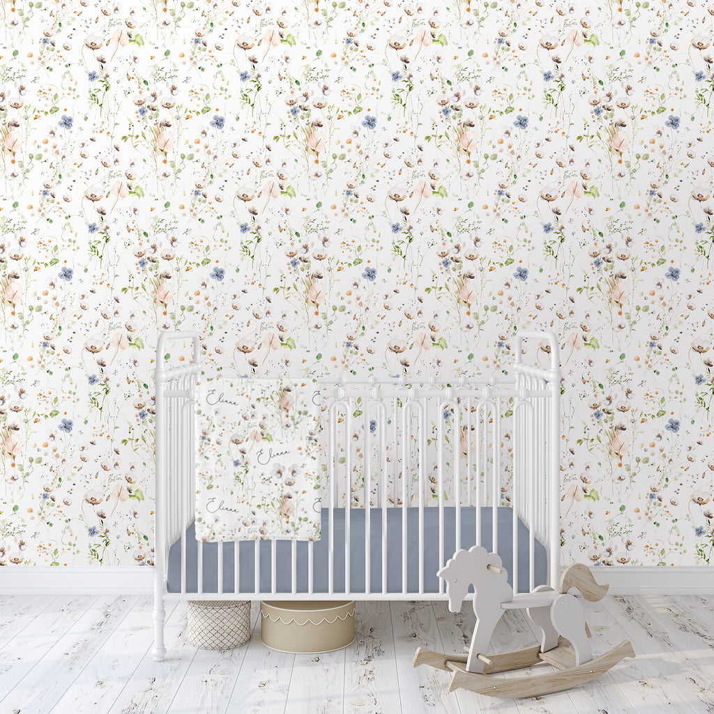 Wildflower Wallpaper/Peel and Stick Removable/Baby Nursery Decor/Living Entry Way Dining Bedroom/Eliana