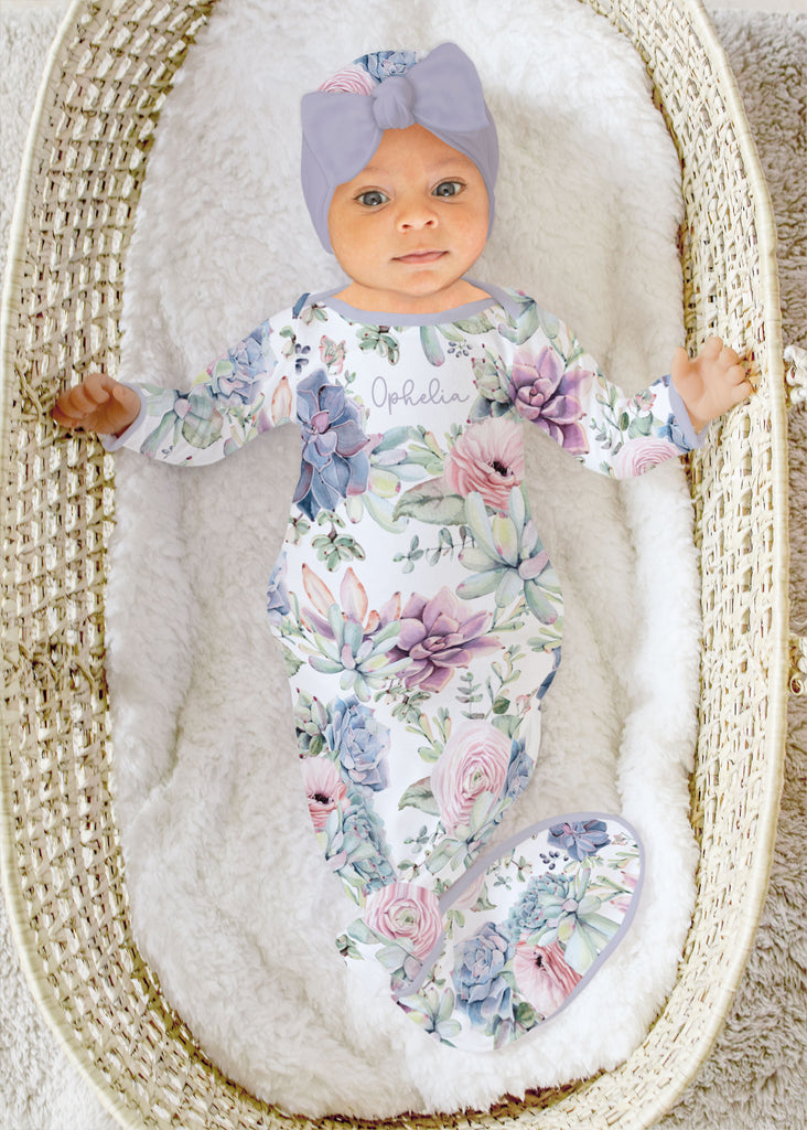 Pippa Succulent Newborn Gown