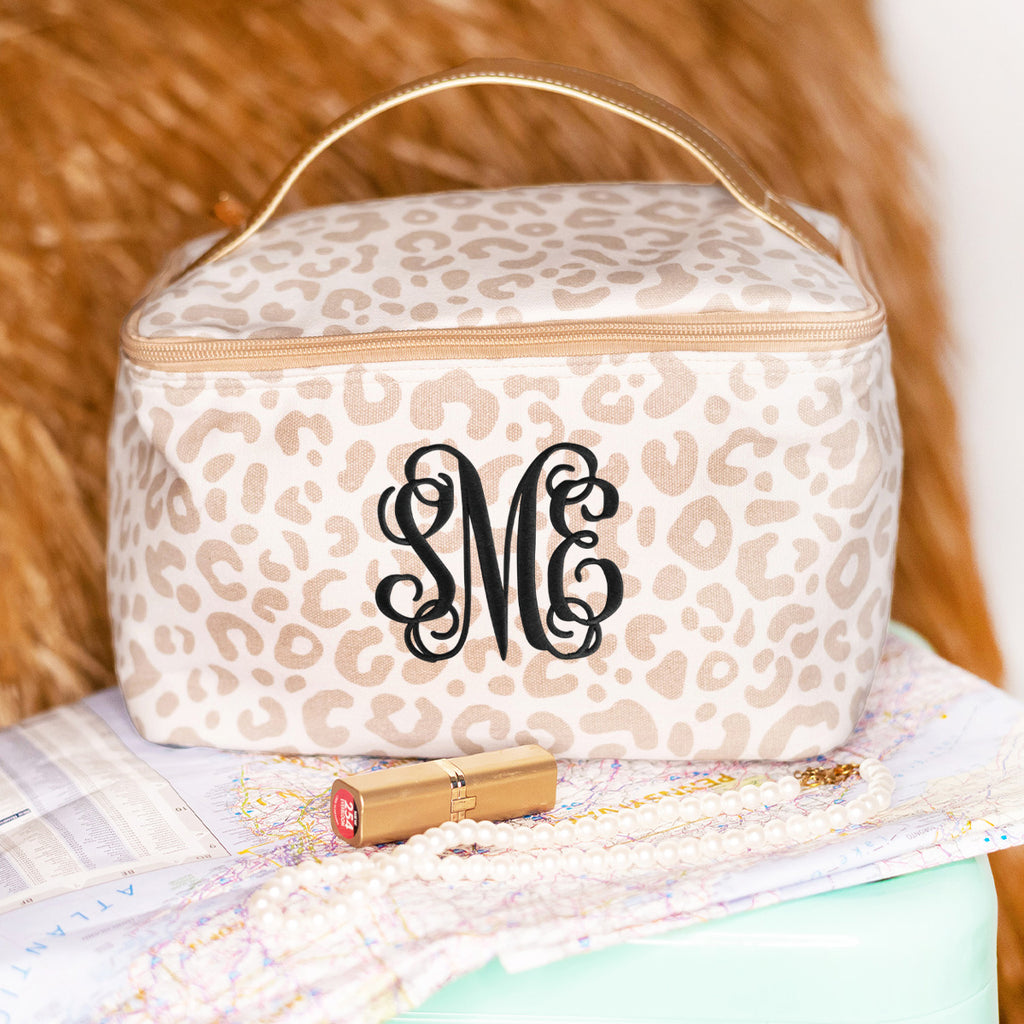 Monogrammed Natural Leopard Cosmetic Bag Add On