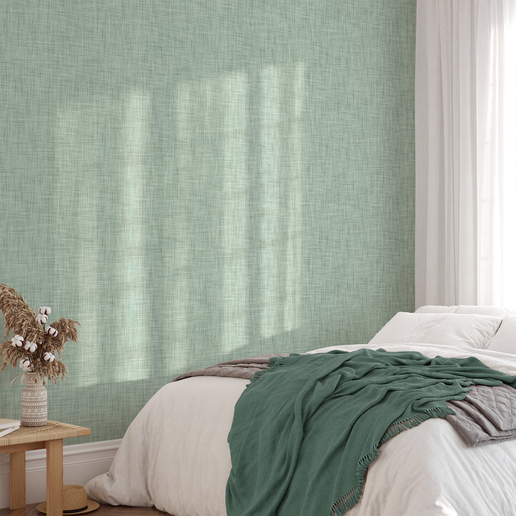 Green Linen Pattern Wallpaper