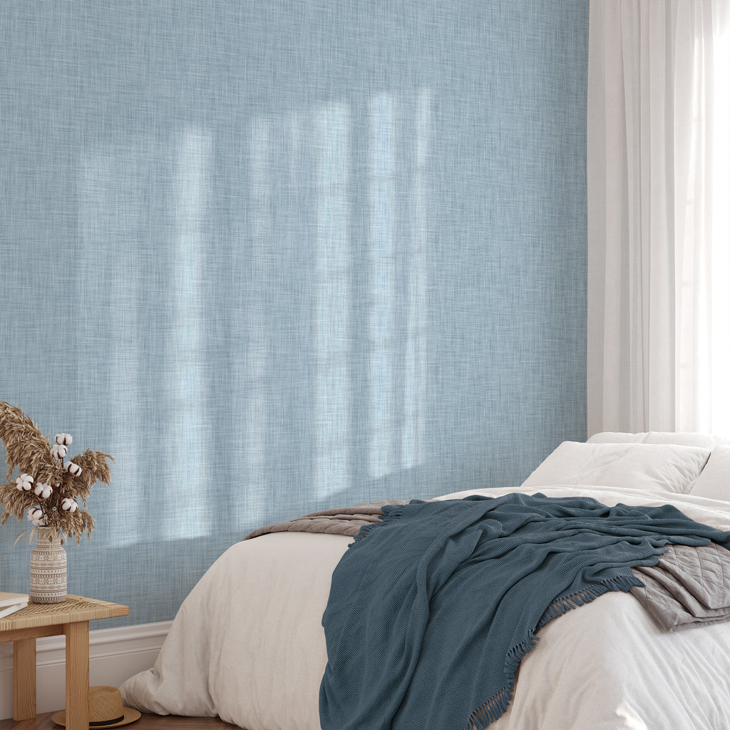 Blue Linen Pattern Wallpaper