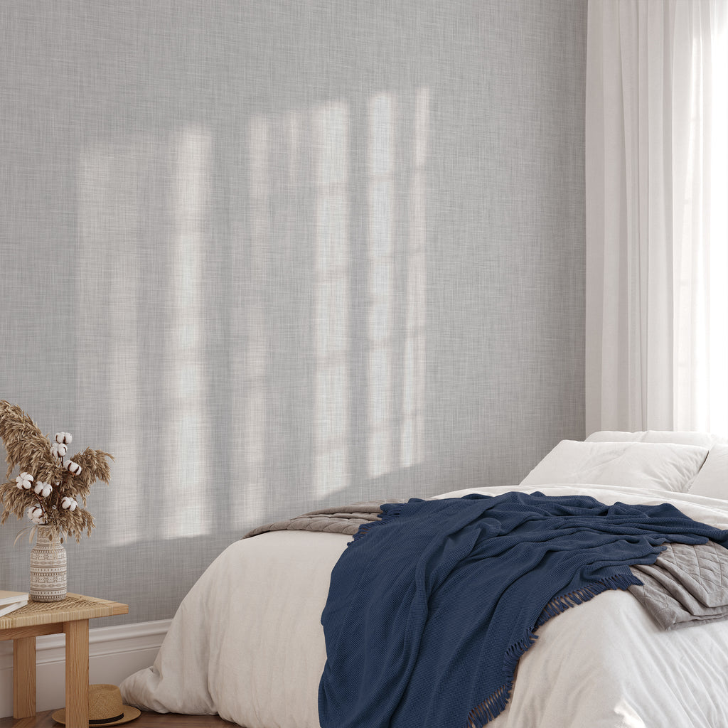 Grey Linen Pattern Wallpaper