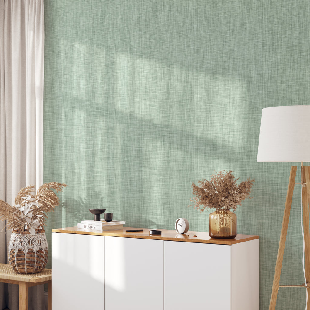 Green Linen Pattern Wallpaper