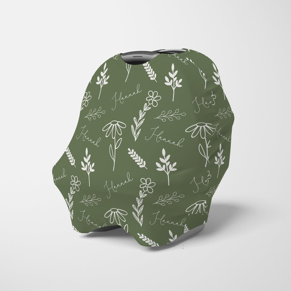 Doodle Flowers Sage Green Personalized Multi-Use Cover
