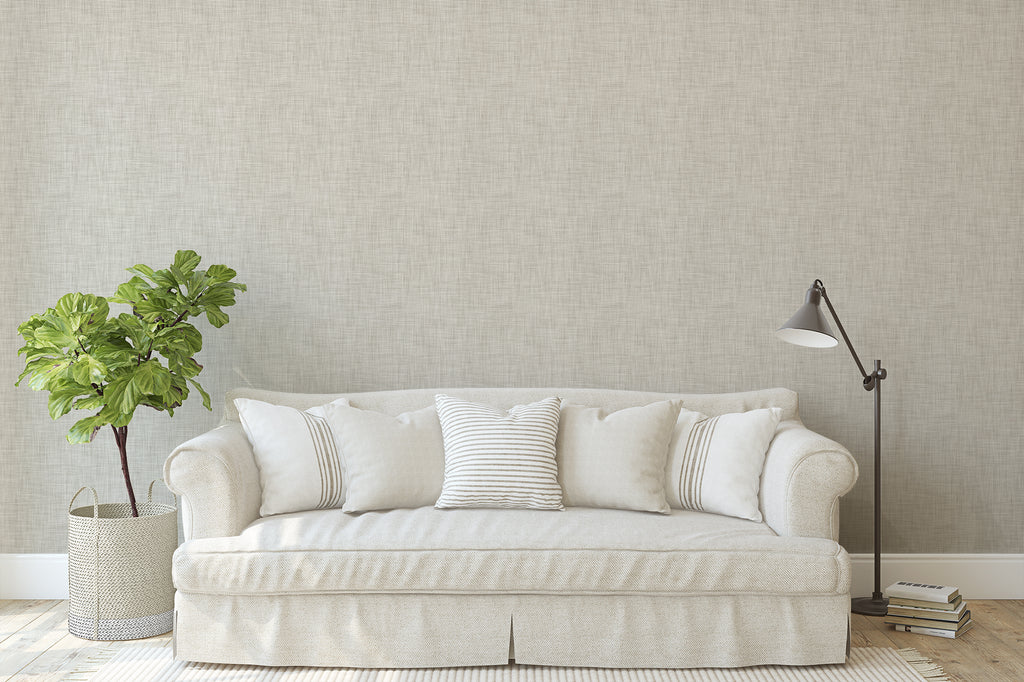 Tan Linen Pattern Wallpaper