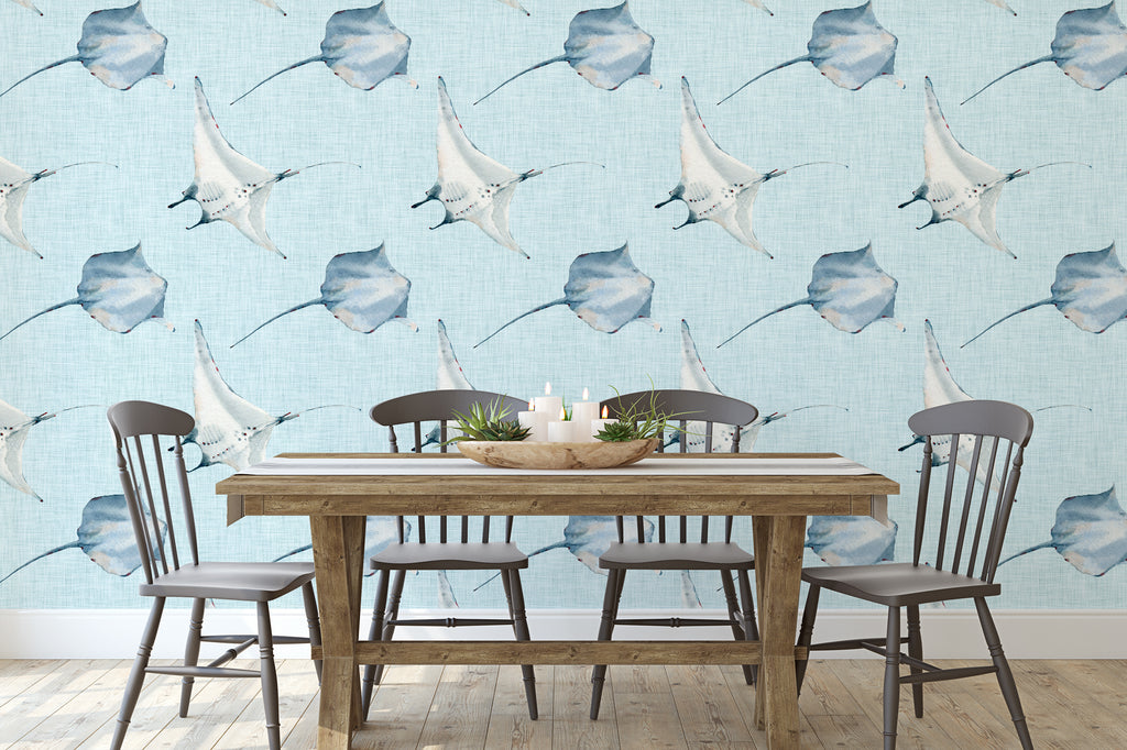 Stingray Wallpaper/Peel and Stick Removable/Large Print/Living Room Bedroom/Stingray Ocean