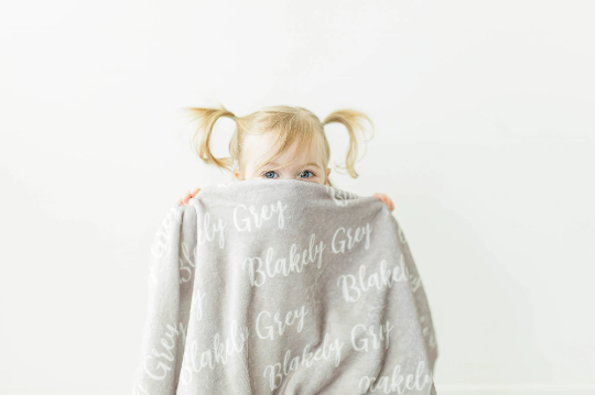 Plush Personalized Minky Blanket + Swaddle + Bow