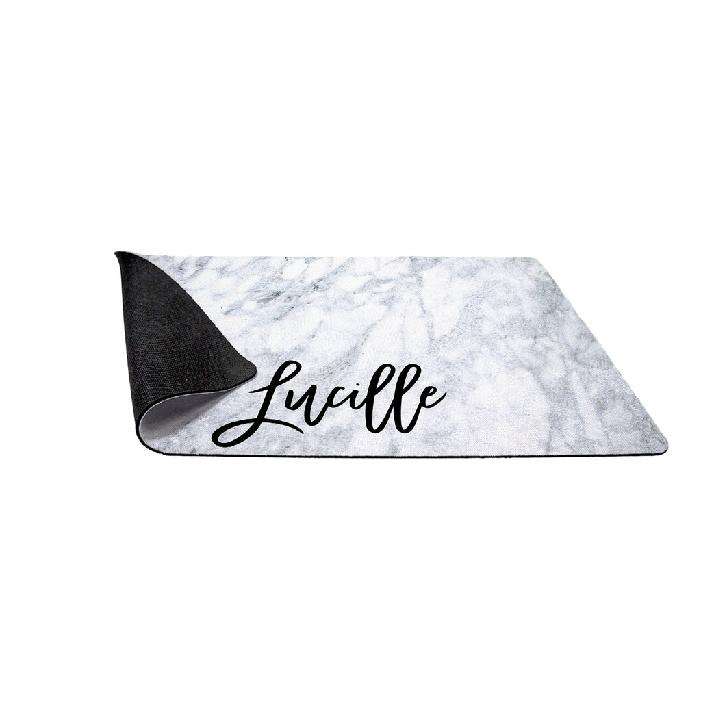 Personalized Grey Marble Design Pet Mat
