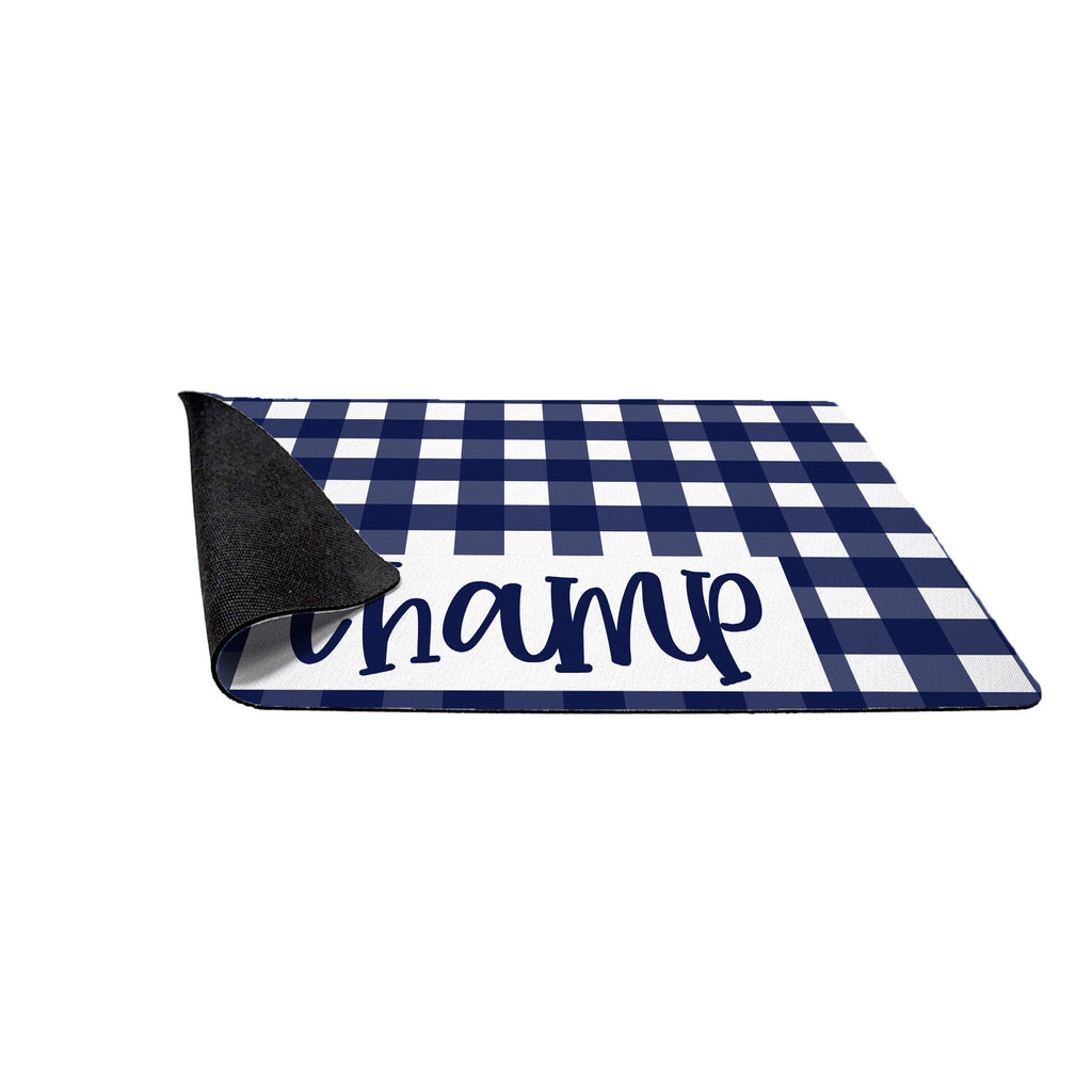 Personalized Navy Gingham Pet Mat