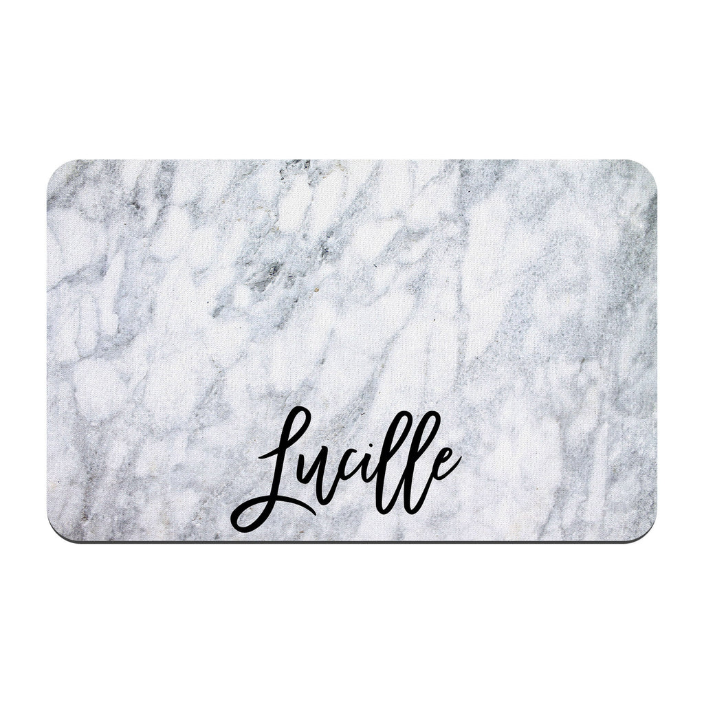 Personalized Grey Marble Design Pet Mat