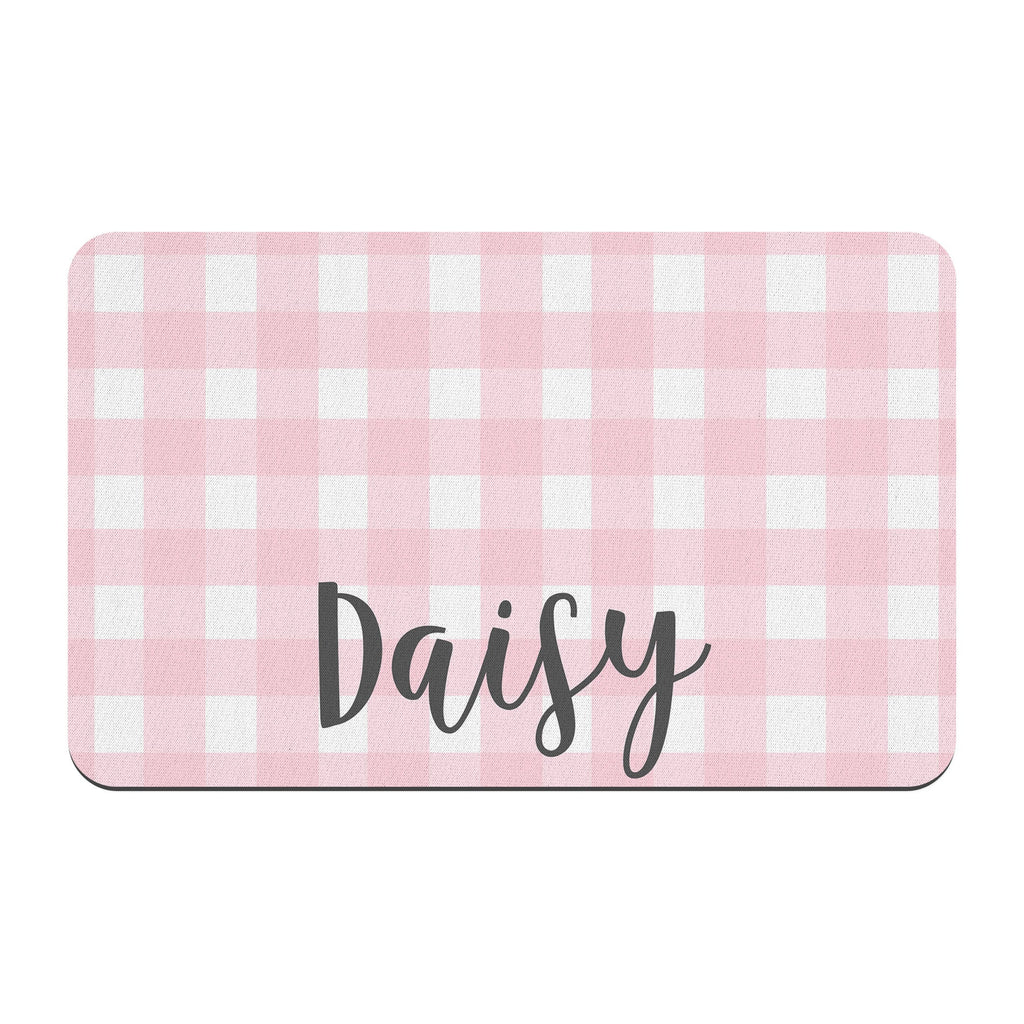 Personalized Pink Gingham Pet Mat