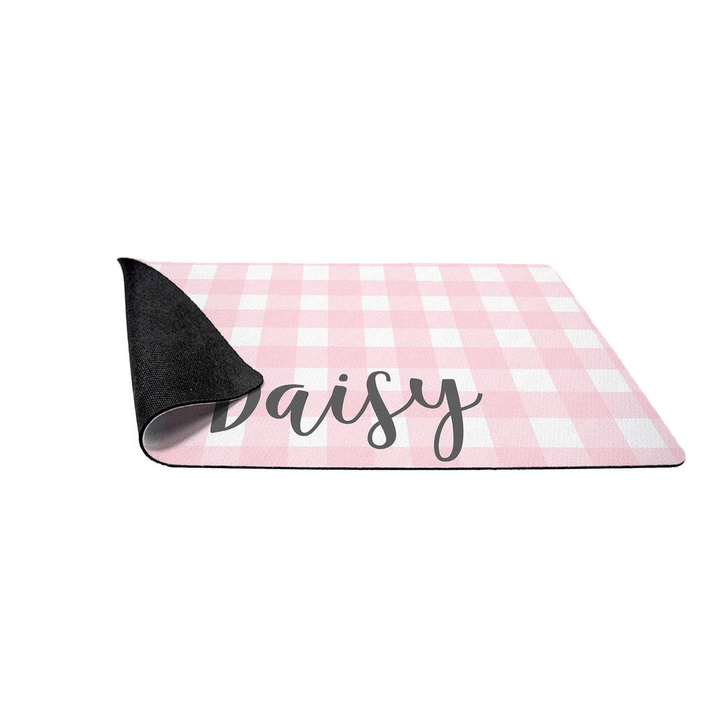 Personalized Pink Gingham Pet Mat