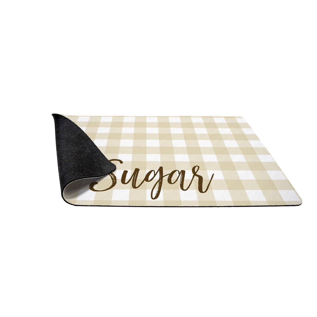 Personalized Sand Gingham Pet Mat