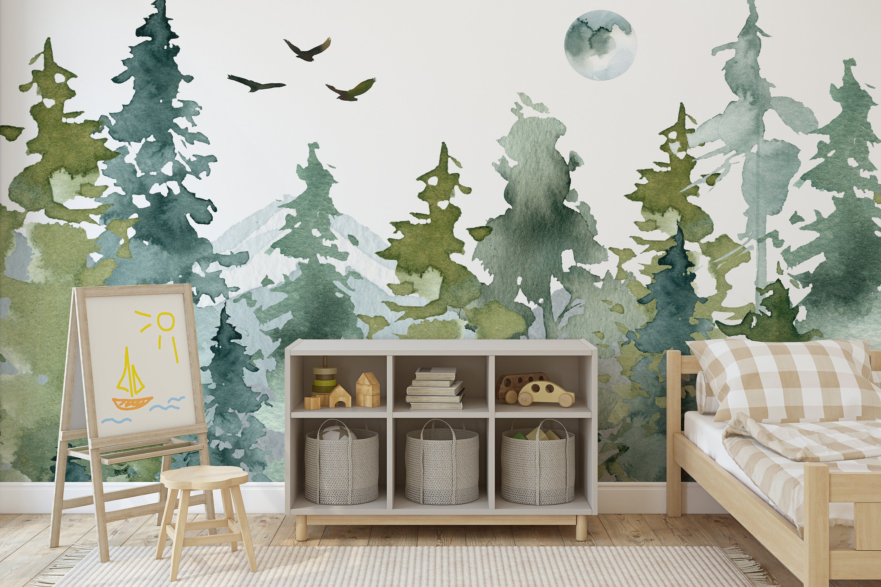 Woodland Wallpaper/Peel and Stick Removable/Baby Boy Nursery Decor/Cou –  Baby Maes