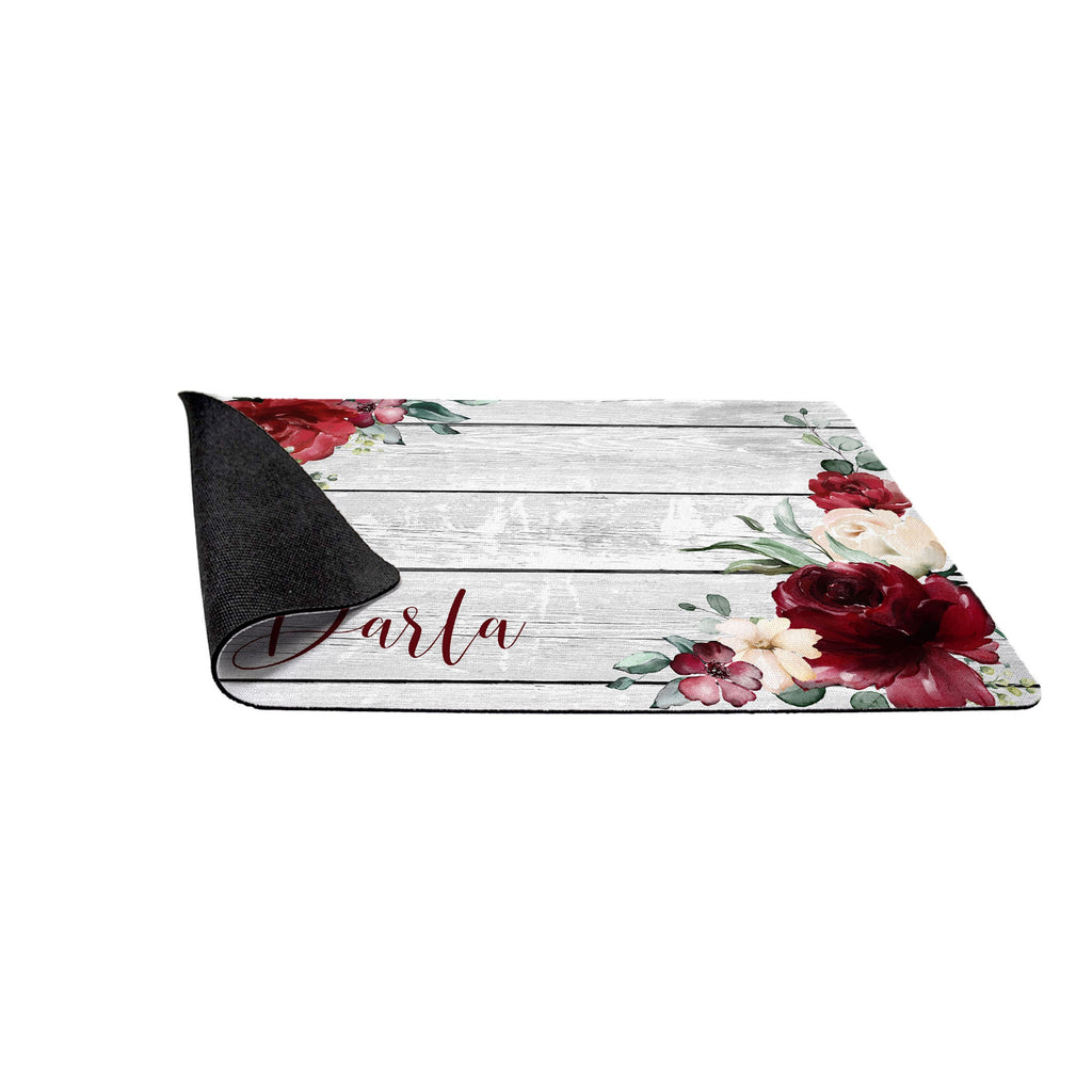Personalized Red Rose Pet Mat