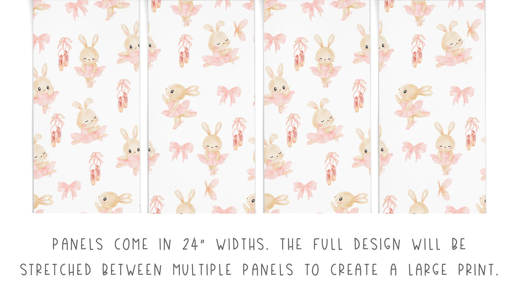 Pink White Ballerina Bunny Wallpaper/Peel and Stick Removable/Baby Girl Nursery Decor/Large Print/For Mila