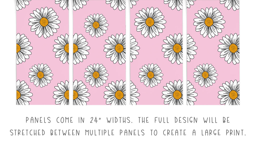 Pink White Daisy Floral Wallpaper/Peel and Stick Removable/Baby Girl Nursery Decor/Large Print/Daisy Girl