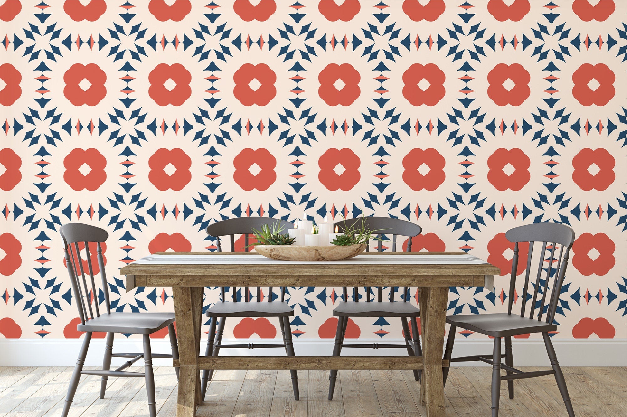 Red Blue Boho WallpaperPeel and Stick RemovableBaby Nursery DecorLa   Baby Maes