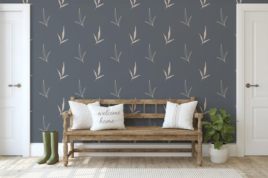 Dusty Blue Minimal Wallpaper/Peel and Stick Removable/Baby Nursery Decor/Large Print/Living Room Bedroom/Beachy Spring