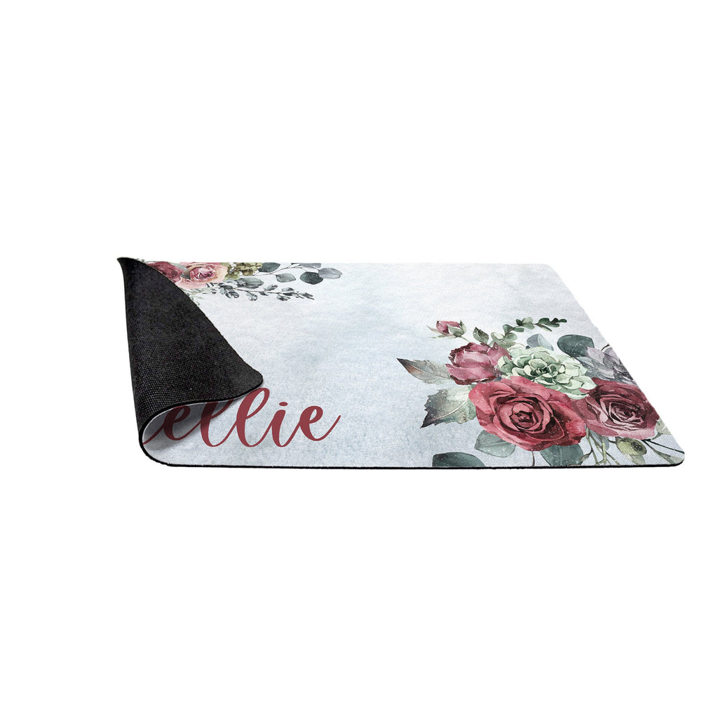 Personalized Red Rose Pet Mat