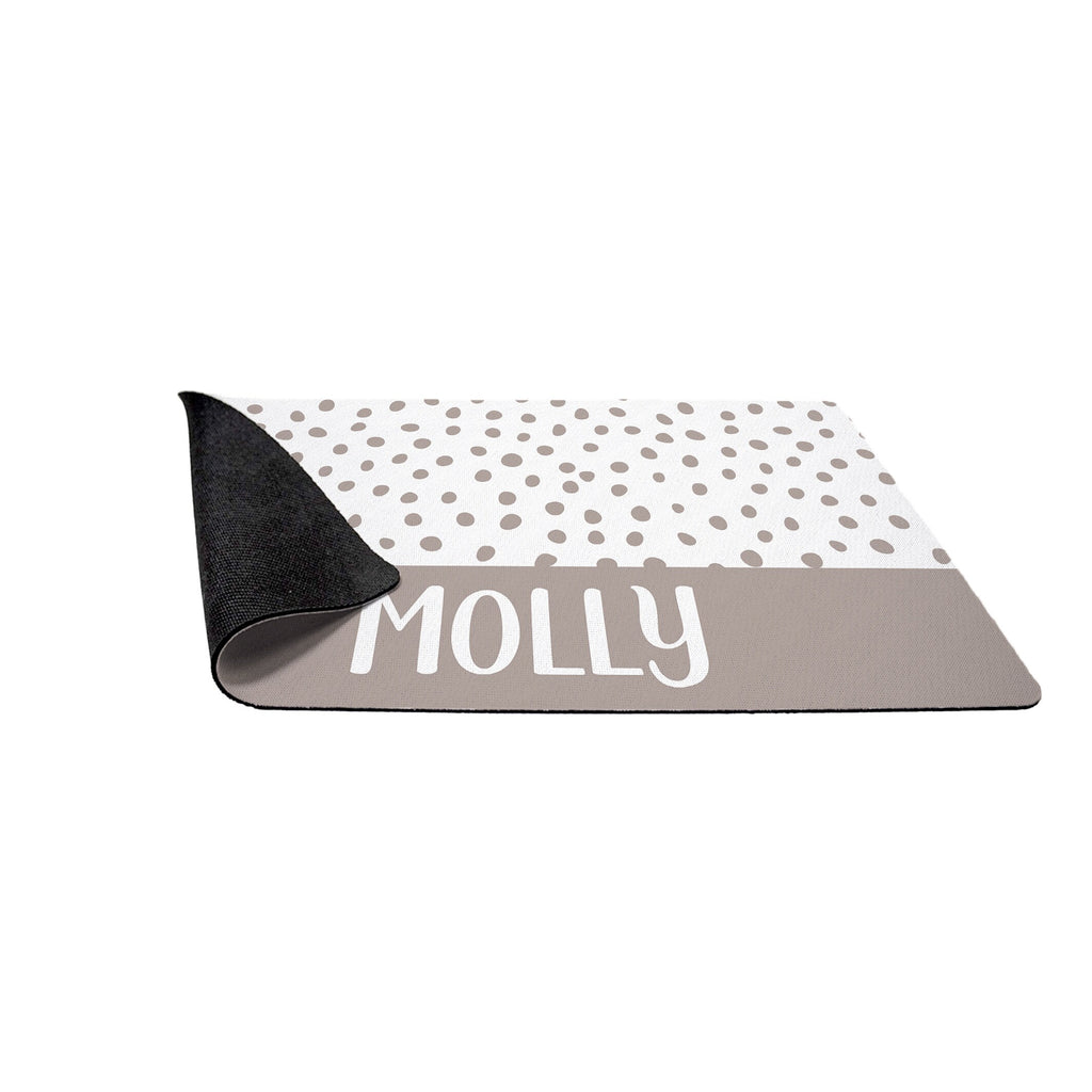 Personalized Taupe Tan Dots Pet Mat