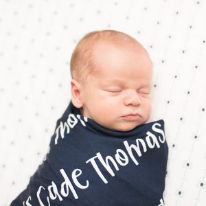 Personalized Baby Swaddle Blanket Set / Newborn Beanie Knotted Hat / Baby Shower Gift / Custom Print Name