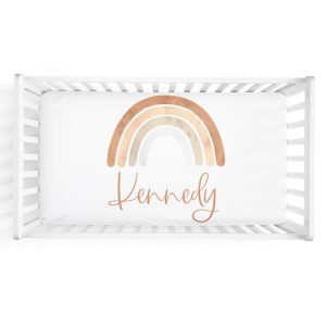 Neutral Rainbow Baby Crib Sheet / Boy Girl Rainbow / Baby After Miscarriage Infant Loss / Personalized Baby Shower Gift / Rainbow Collection