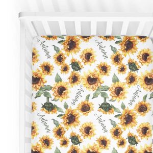 Fall Sunflower Baby Bedding / Sunflower Crib Sheet / Sunflower Nursery / Changing Pad Cover / Mini Crib Sheet Option / Autumn Collection
