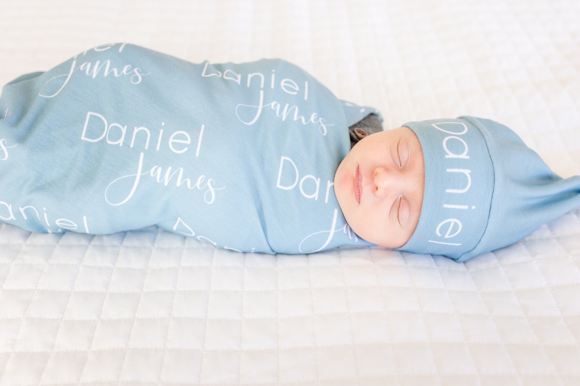Personalized Western Baby Swaddle Blanket, Hat, Newborn Infant Shower Gift, Arrow Cactus, Bison Collection - Image 6