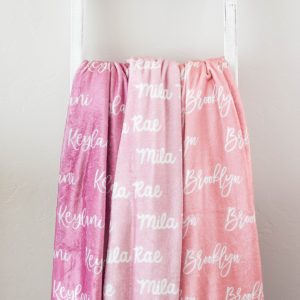 Personalized Name Blanket, Boy or Girl Matching Sibling Minky Blanket, Sherpa Baby Shower Gift for New Mom or Birthday Christmas Present