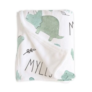 Personalized Dinosaur Baby Blanket, Minky or Sherpa, Shower Gift, Newborn Infant Toddler Tween Teen Boy, Choose Your Font, Dino Collection