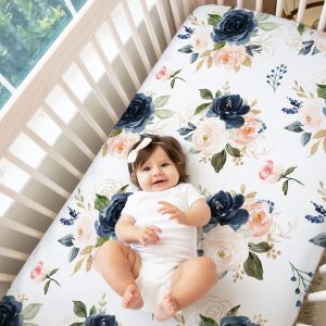 Navy Pink Baby Girl Blanket and/or Crib Sheet / Baby Shower Gift / Hospital Blanket / Crib Sheet / Midnight Collection