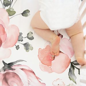 Pink Floral Baby Girl Crib Sheet / Rose Nursery / Pink Rose  / Changing Pad Cover / Mini Crib Sheet Option / Baby Shower Rosie || Collection