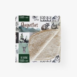 Baby Boy Woodland Forest Animals Blanket with Name / Personalized Baby Boy Blanket / Baby Blanket / Bear Deer Fox / Woodland || Collection