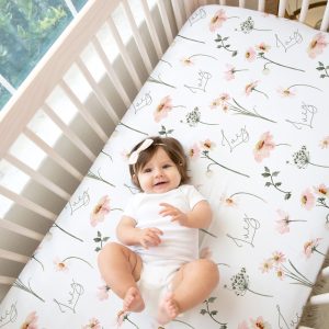 Personalized Pink Daisy Baby Bedding / Crib Sheet / Garden Floral Nursery / Changing Pad Cover / Mini Crib Sheet Option / Name Custom Daisy