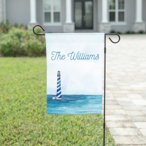 Lighthouse Ocean Yard Flag, Beach Nautical Sea Decor, Personalized Garden Flag, Outdoor Welcome Sign, Gift for Beach Lover