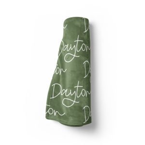 Sage Green Personalized Minky Name Blanket / Boy Blanket with Name / Personalized Baby Boy Blanket / Choose Your Colors and Font / Custom