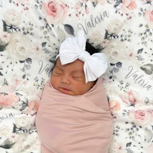 Sherpa or Minky Backing Soft Floral Rose Blanket, Personalized Baby Shower Gift, Hospital Newborn Photos Prop, Rosie II Collection