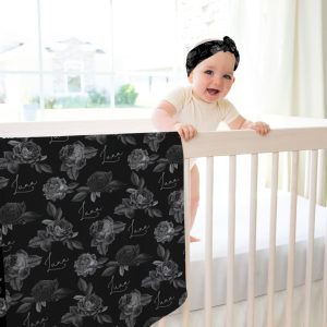 Black Rose Halloween Fall Swaddle Set / Blanket Headband Hat Set / October Due Date Baby Shower Gift / Hospital Newborn Photos Prop / Autumn