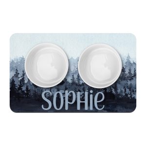 Trees Forest Woodland Custom Pet Placemat / Blue Trees / Personalized Pet Mat / New Puppy Supplies / Watercolor Landscape / Pet Mat