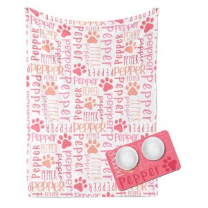 Personalized Pet Name Blanket / Pet Mat / Coordinating Pet Products / Name & Paw Prints / Couch Cover / Dog Blanket / Cat Blanket / Fur Baby