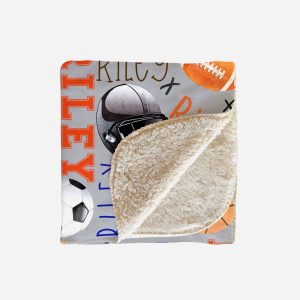 Sports Personalized Name Blanket / Football Basketball Baseball / Boy Blanket / Sherpa or Minky Blanket / Teen Tween Boy / Sports Fan